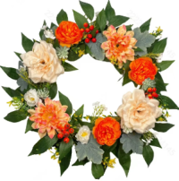 Orange Artificial Flower Wreath