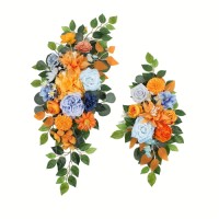 Blue Orange Banyan Leaf Welcome Flower Medium