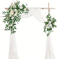 White Rose Leaf Arch with White Veil